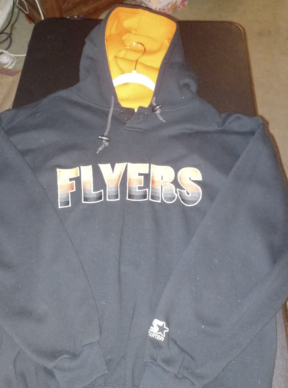 Philadelphia Flyers Vintage 90's Starter Brand Embroidered Hoodie Size XL Black
